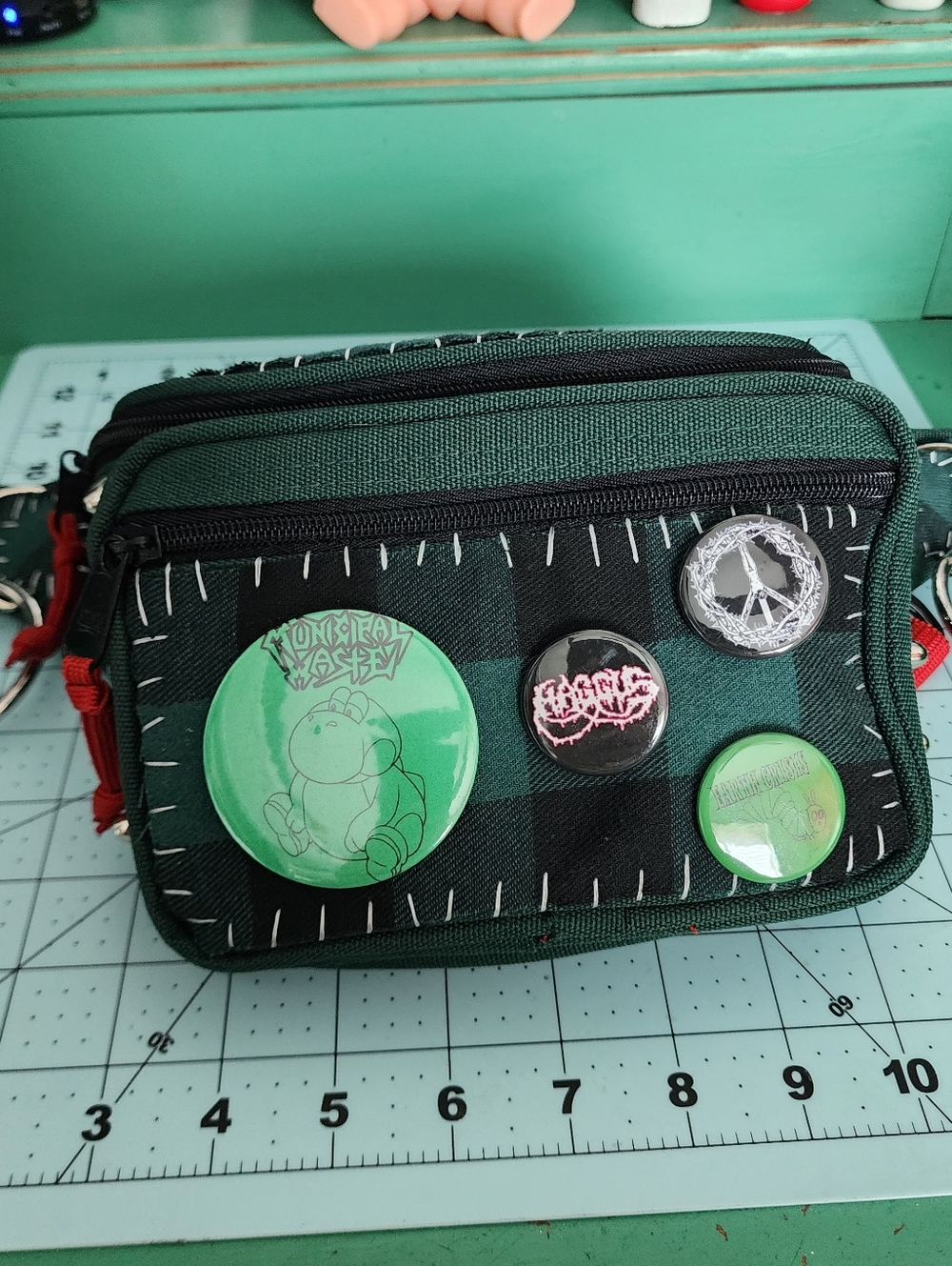 DIY Green Plaid Punk Fannypack